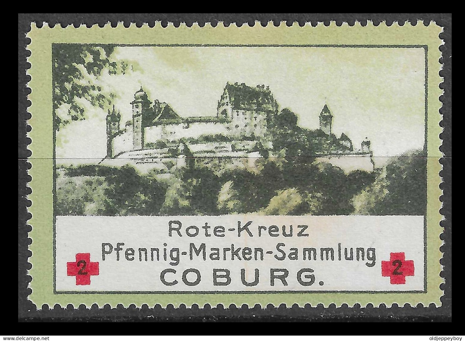 VIGNETTE CINDERELLA Germany MILITARIA WW1 GUERRE 14 18 Red Cross Rotes Kreuz Croix Rouge COBURG 4 X 6 CM MARKEN SAMMLUNG - Rode Kruis