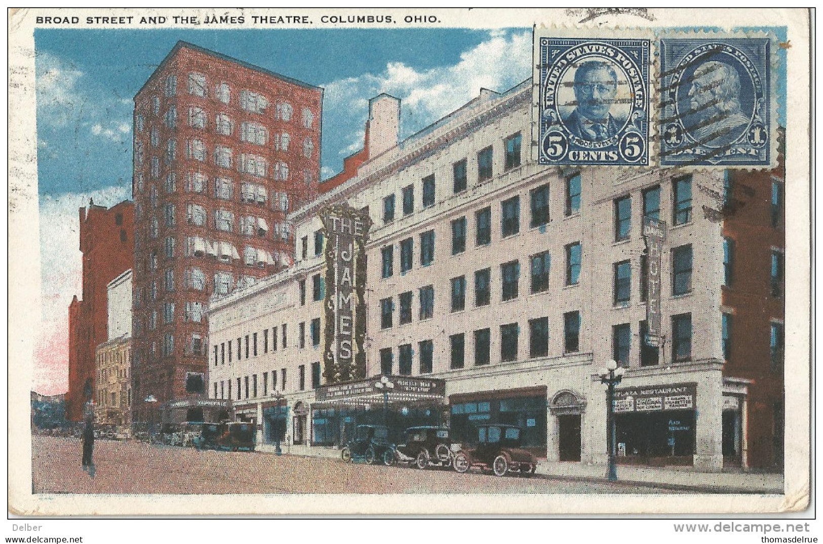 5pk659: Broad Street And James THEATRE, COLUMBUS, OHIO : Mixed Postage > Anvers Belgium  1928 :  HOTEL DAVIS - Columbus