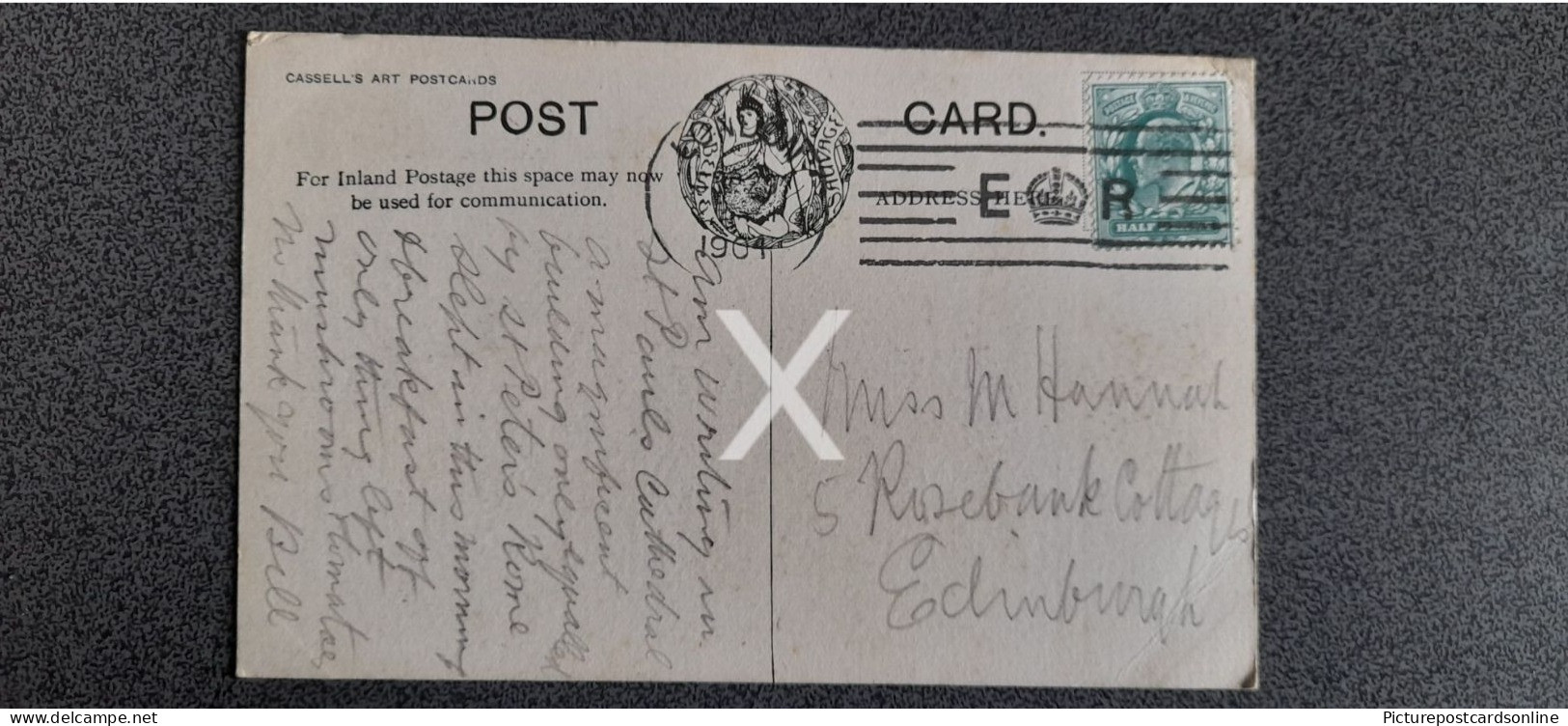 BICKERDIKE MACHINE CANCELLATION POSTMARK LONDON 1904 HORIZONTAL DATE E R ON WESTMINSTER ABBEY POSTCARD LONDON - Non Classés