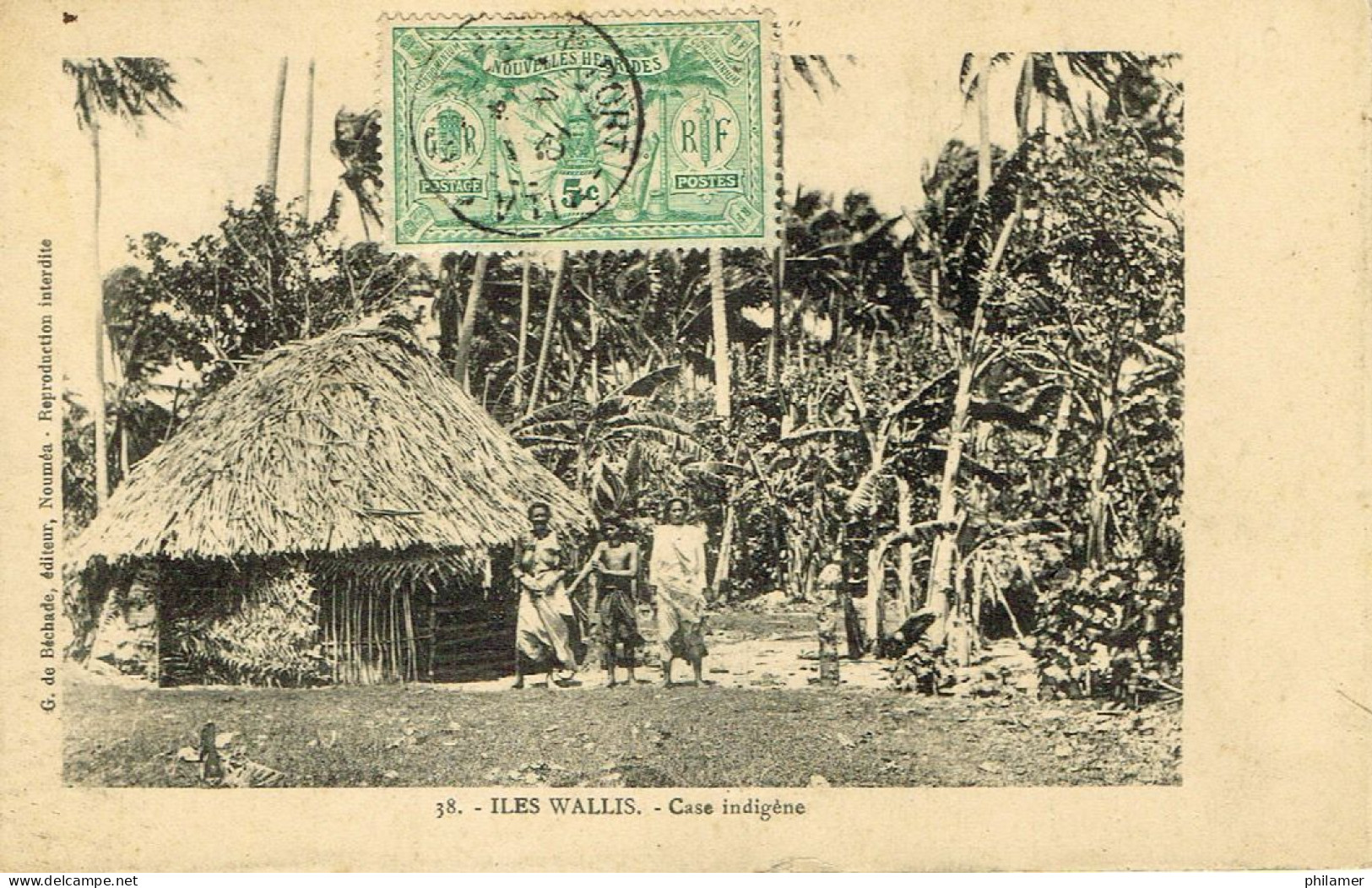 Wallis Et Futuna Uvea Carte Postale Postcard Ed G De Béchade Noumea Case Indigene N° 38  Ob Hebrides BE - Wallis Und Futuna