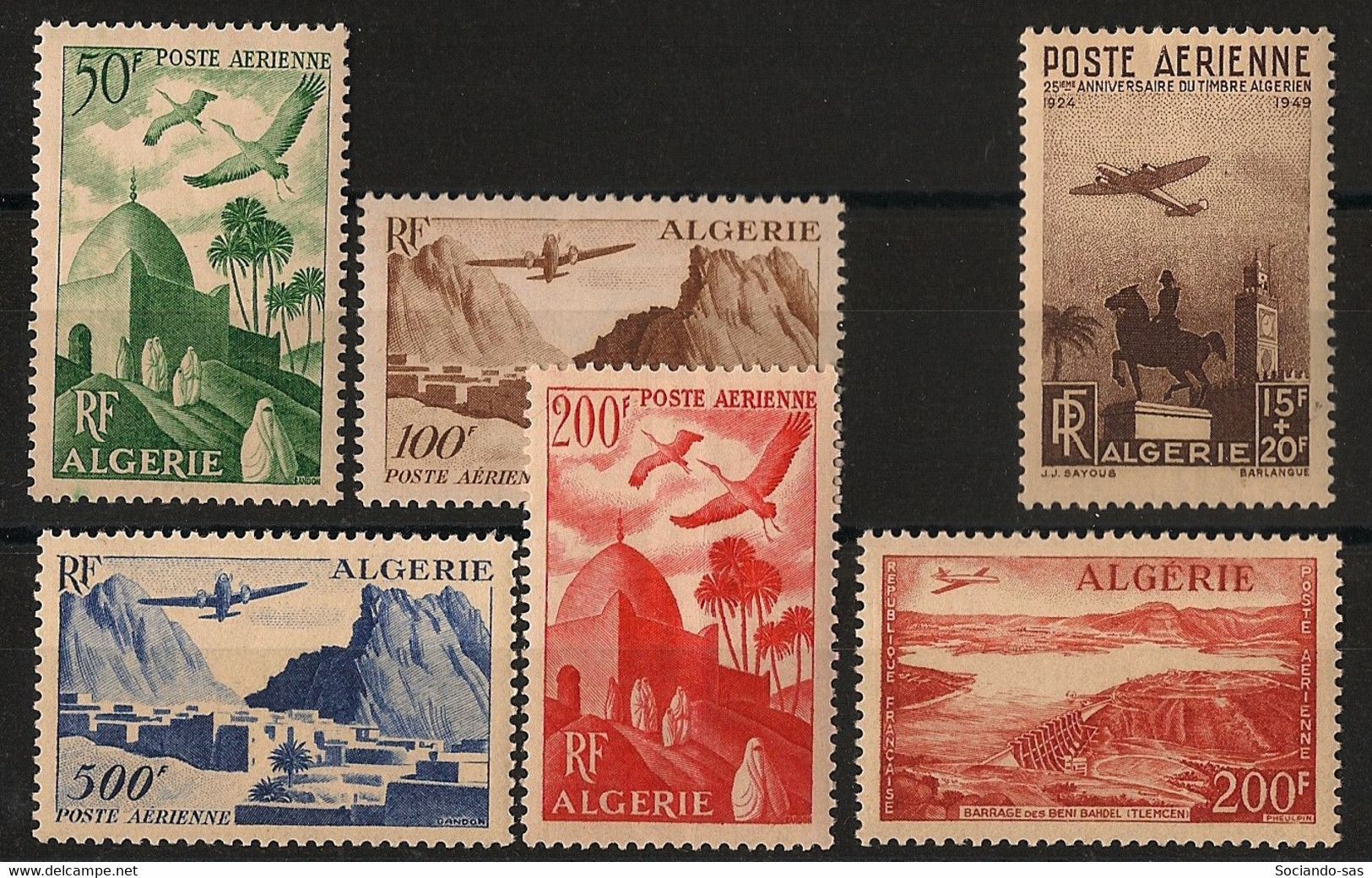 ALGERIE - 1949-57 - Poste Aérienne PA N°Yv. 9 à 14 - Complet - 6 Valeurs - Neuf Luxe ** / MNH / Postfrisch - Luchtpost