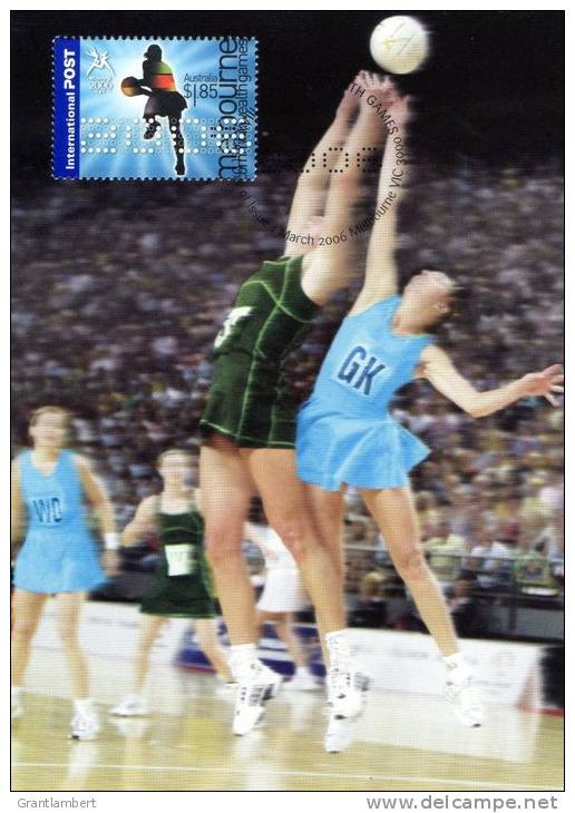 Australia 2006 Melbourne Commonwealth Games - Netball $1.85 Maximum Card - Cartes-Maximum (CM)