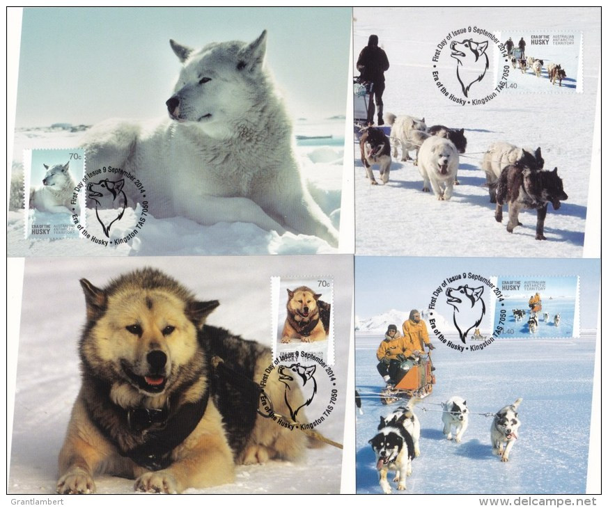 Australian Antarctic 2014 Era Of The Husky Set Of 4 Maximum Cards - FDC