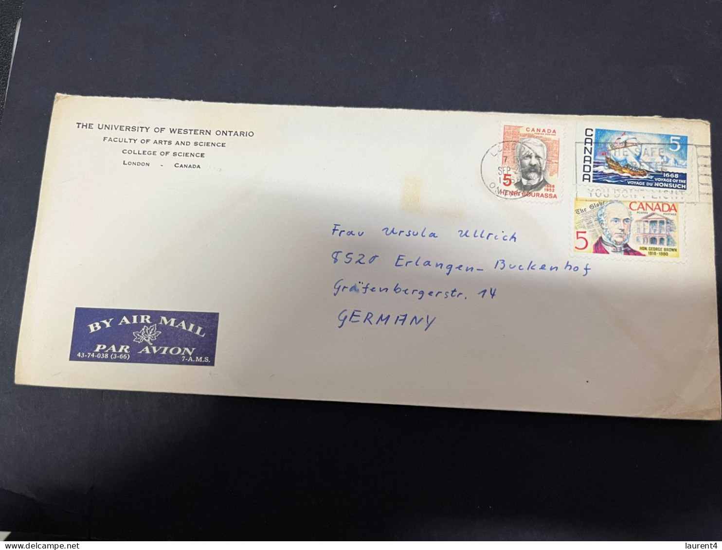 13-11-2023 (2 V 9) 1 Cover / Letter Posted From Canada To West Germany (1960's) - Storia Postale