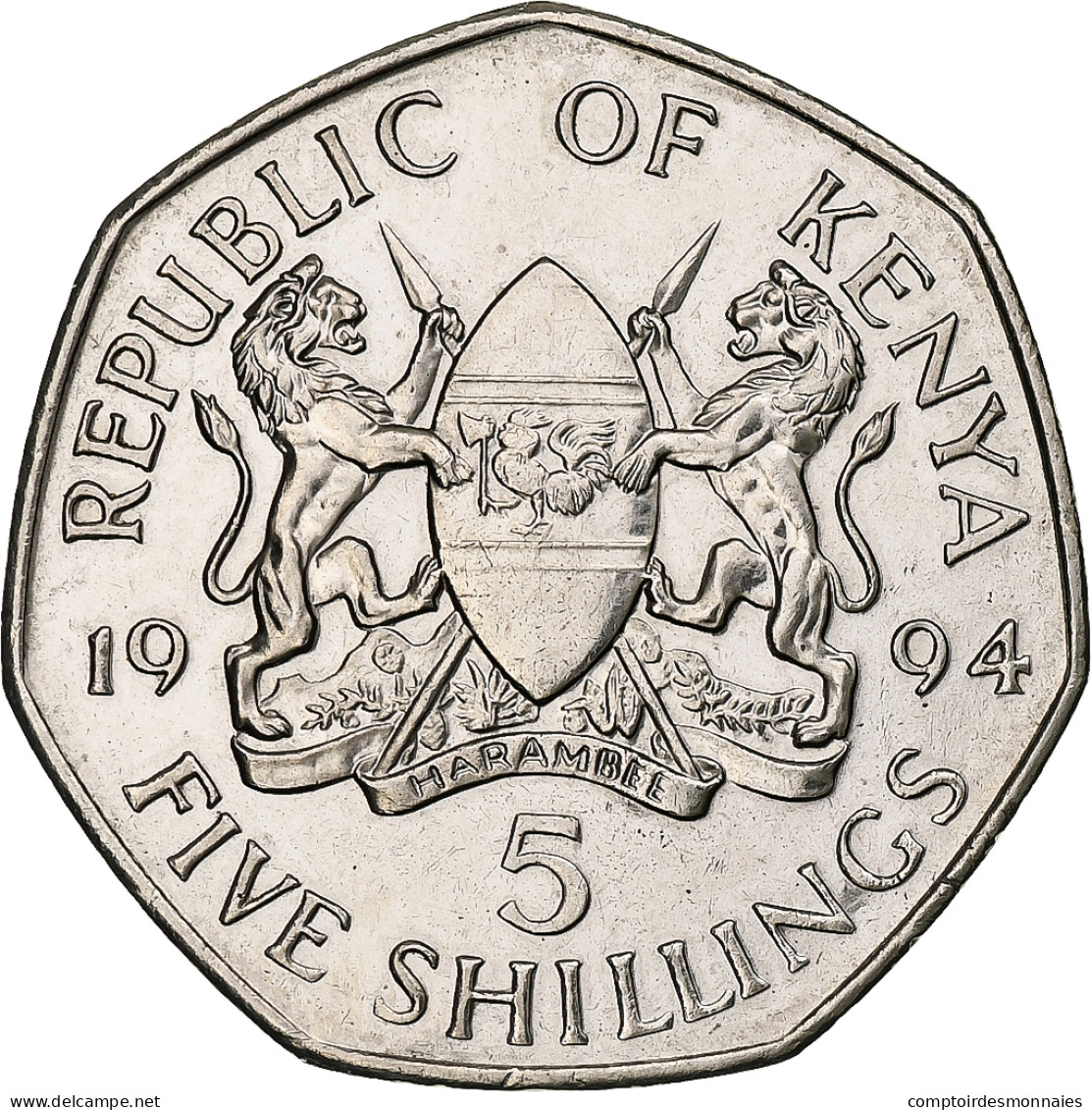 Kenya, 5 Shillings, 1994, British Royal Mint, Nickel Plaqué Acier, SUP, KM:23a - Kenia