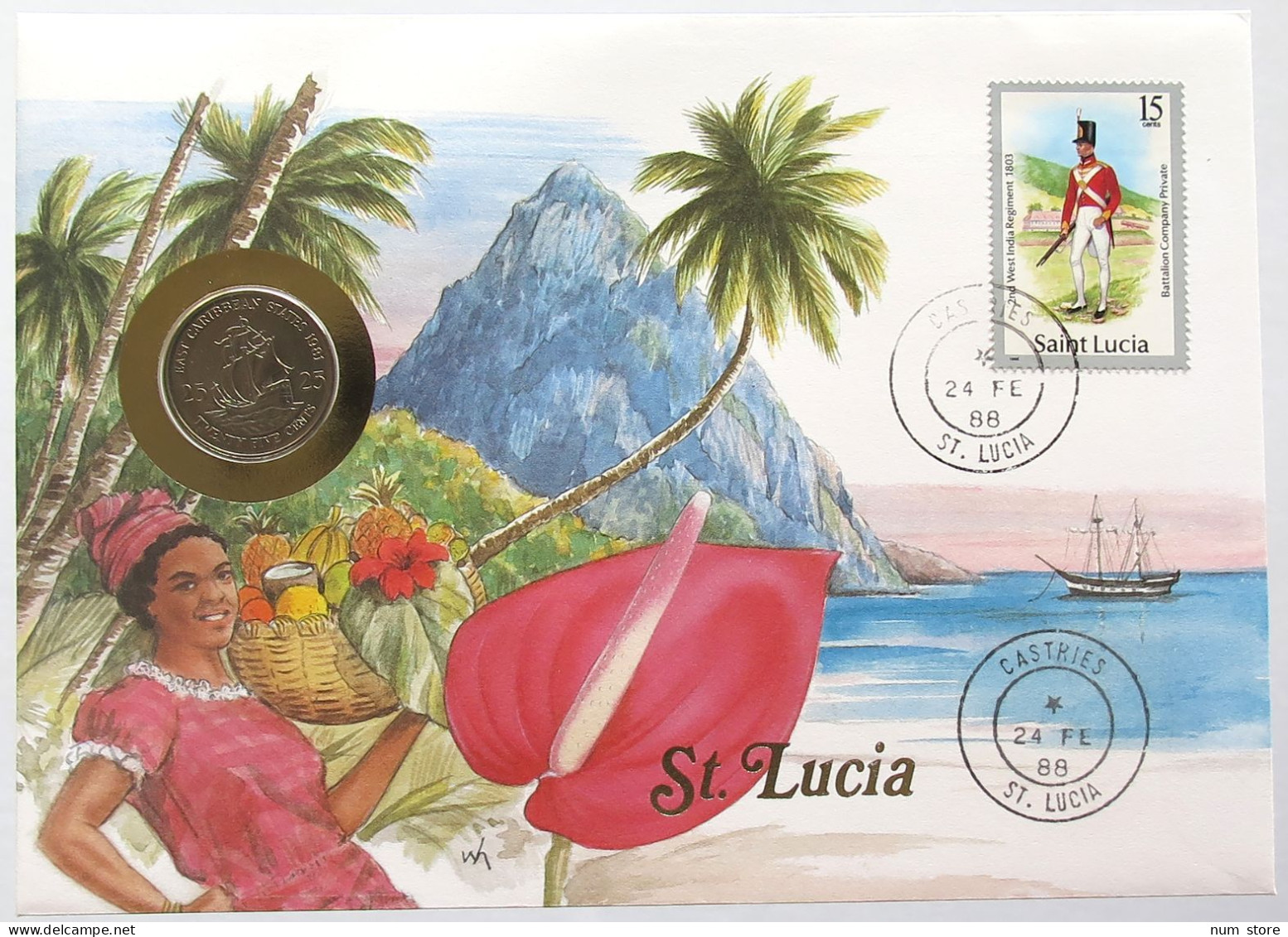 ST. LUCIA STATIONERY 25 CENTS 1981  #bs18 0051 - Sonstige – Amerika