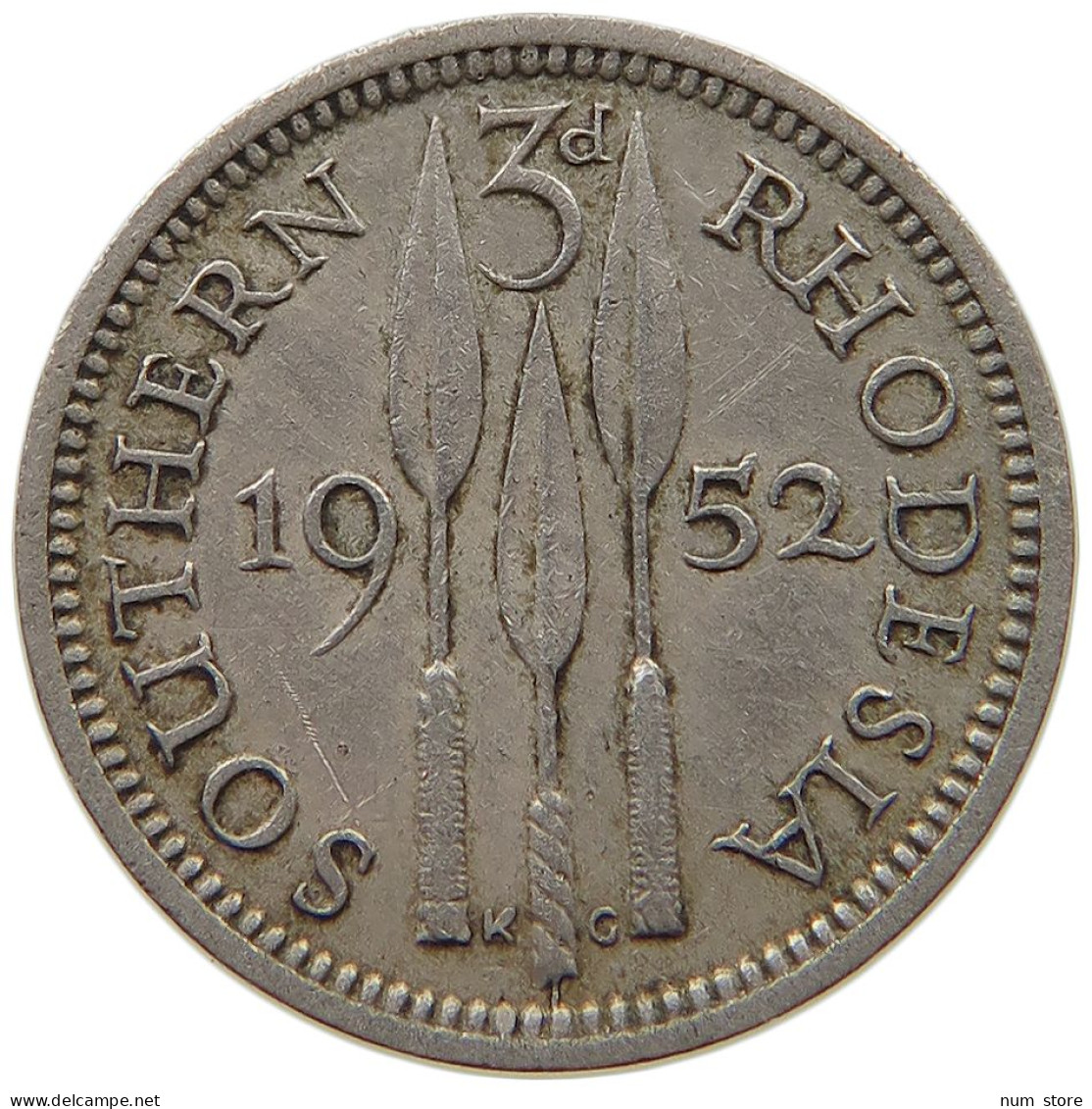 SOUTHERN RHODESIA 3 PENCE 1952 George VI. (1936-1952) #s040 0751 - Rhodesien