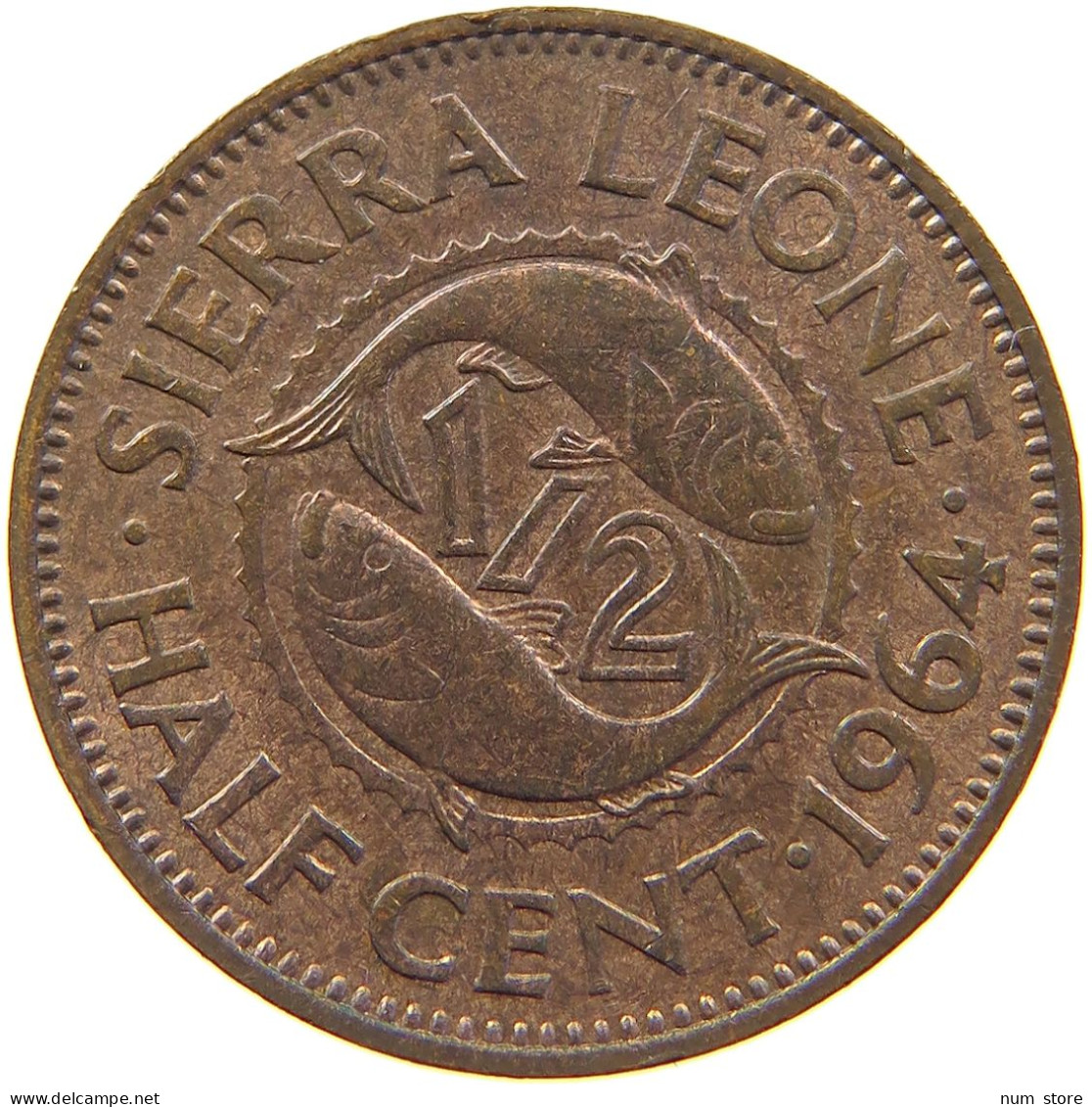 SIERRA LEONE 1/2 CENT 1964  #s029 0205 - Sierra Leone