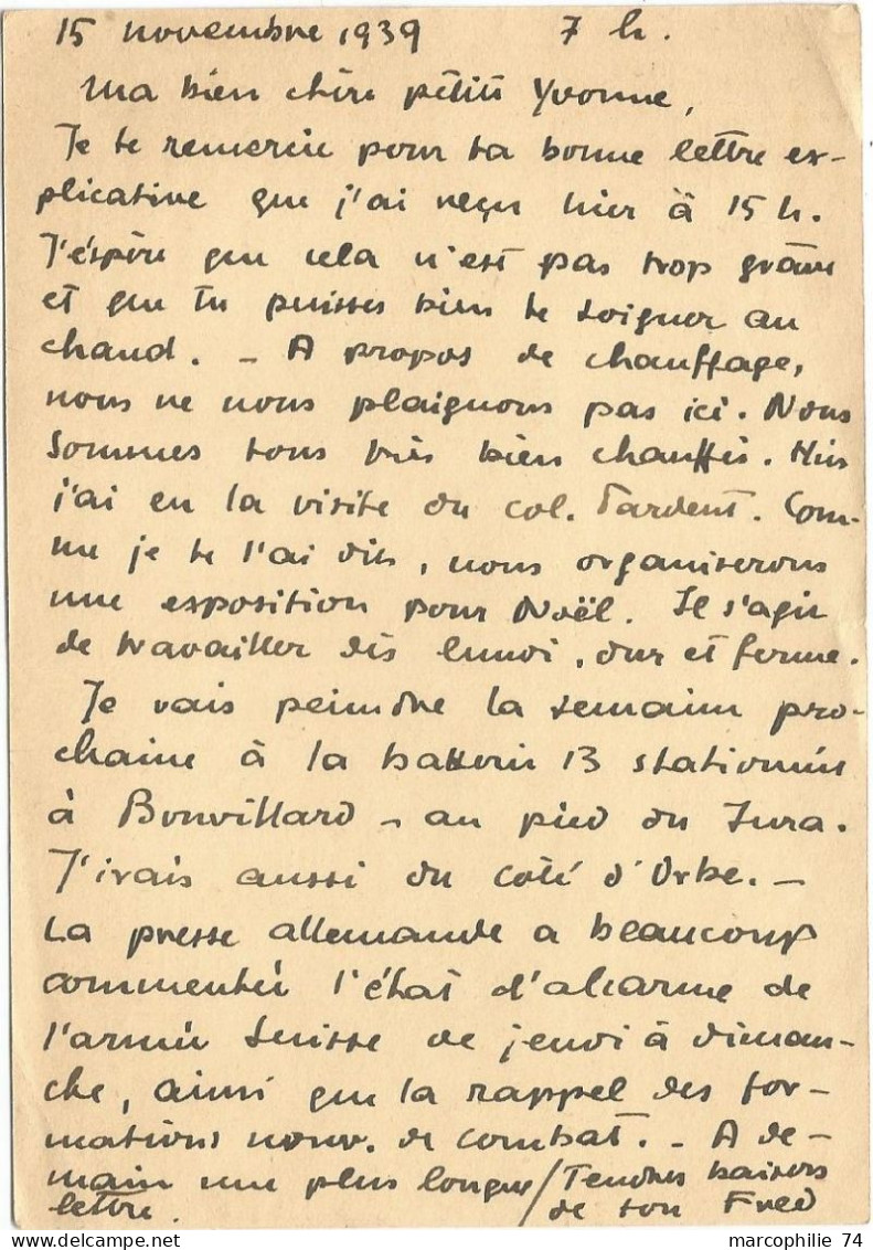 SUISSE HELVETIA CARTE POSTALE MILITAIRE ENTETE FOYERS DU SOLDAT ROMAND 1939 POUR GENEVE - Postmarks
