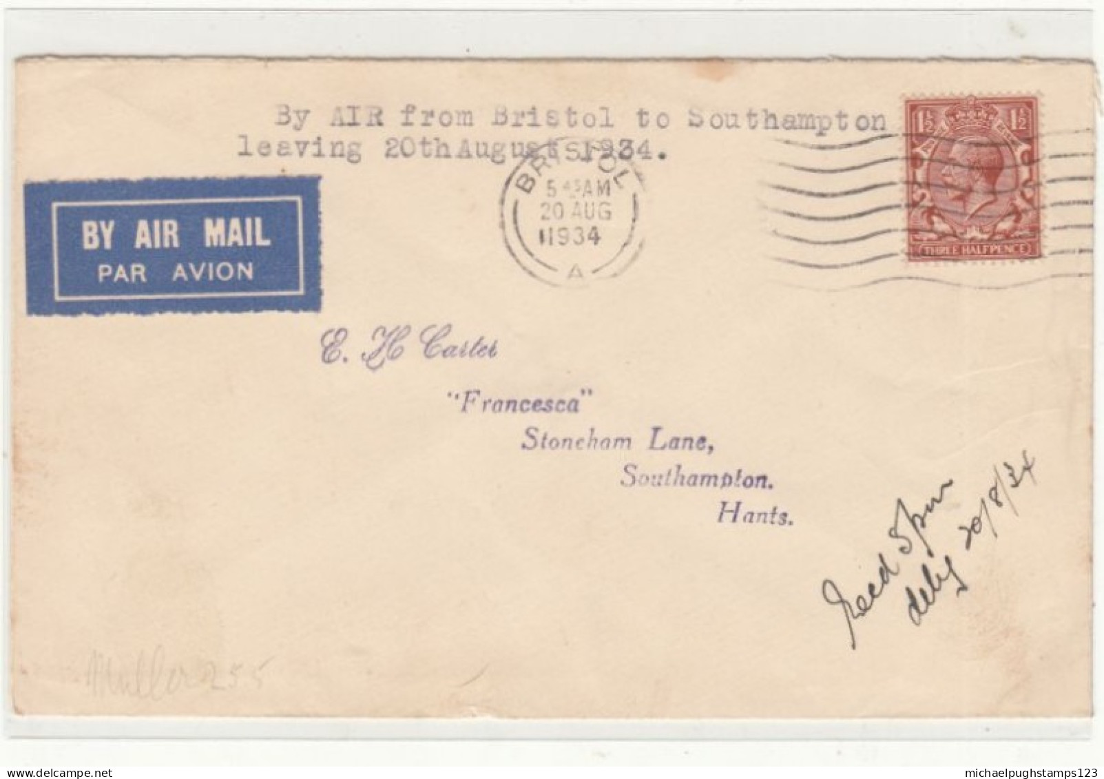 G.B. / 1934 Internal Airmails / Bristol - Zonder Classificatie