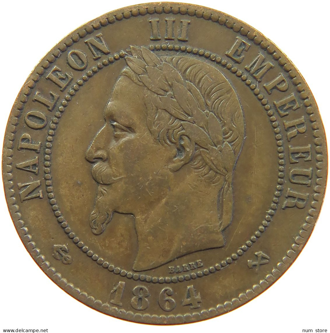 FRANCE 10 CENTIMES 1864 K Napoleon III. (1852-1870) #t016 0085 - 10 Centimes