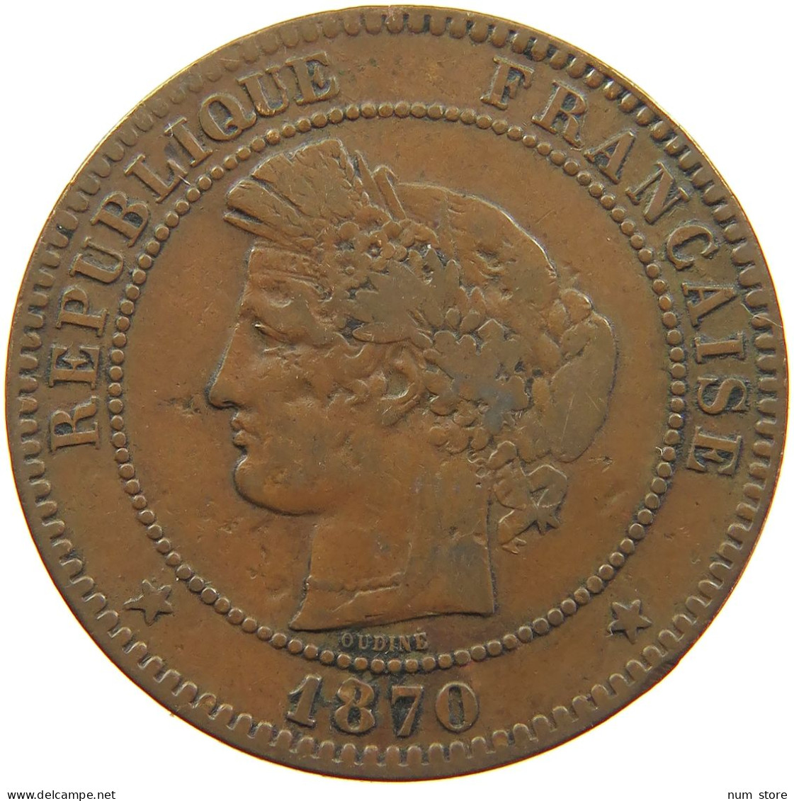 FRANCE 10 CENTIMES 1870 ENGRAVED NAPOLEON III. FLEUR DE PET FLE #t016 0083 - 10 Centimes