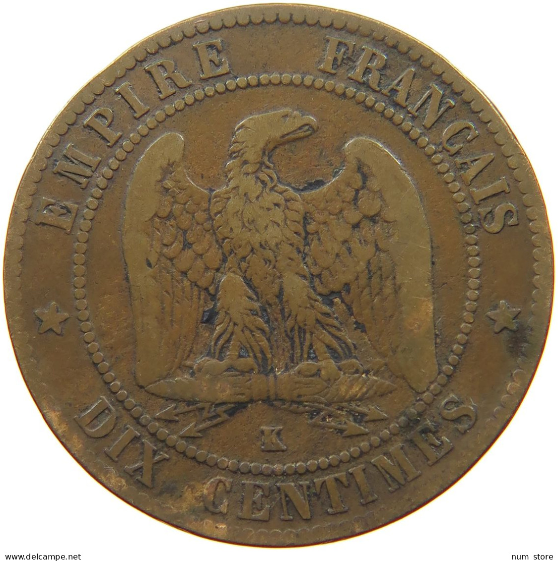 FRANCE 10 CENTIMES 1864 K Napoleon III. (1852-1870) #s077 0033 - 10 Centimes