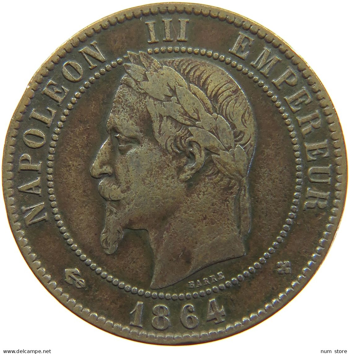 FRANCE 10 CENTIMES 1864 BB Napoleon III. (1852-1870) #c046 0053 - 10 Centimes