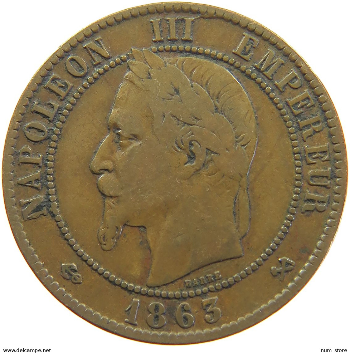 FRANCE 10 CENTIMES 1863 K Napoleon III. (1852-1870) #t016 0135 - 10 Centimes