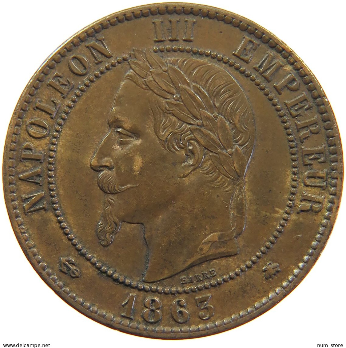 FRANCE 10 CENTIMES 1863 Napoleon III. (1852-1870) #t016 0127 - 10 Centimes