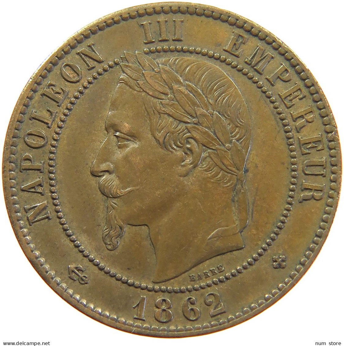 FRANCE 10 CENTIMES 1862 BB STRASBOURG Napoleon III. (1852-1870) #t016 0131 - 10 Centimes