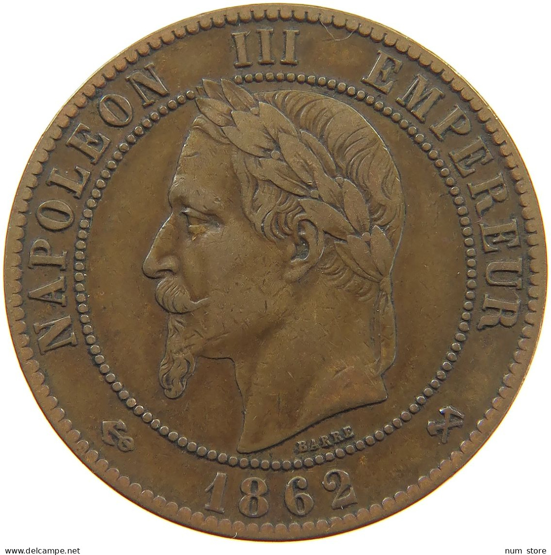 FRANCE 10 CENTIMES 1862 K Napoleon III. (1852-1870) #a041 0351 - 10 Centimes