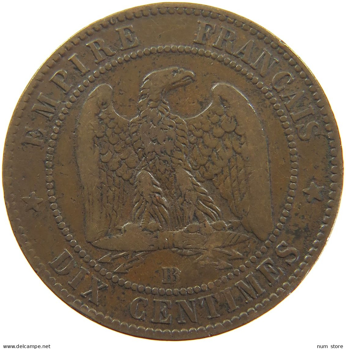 FRANCE 10 CENTIMES 1854 BB Napoleon III. (1852-1870) SATIRIQUE ENGRAVED #t017 0043 - 10 Centimes