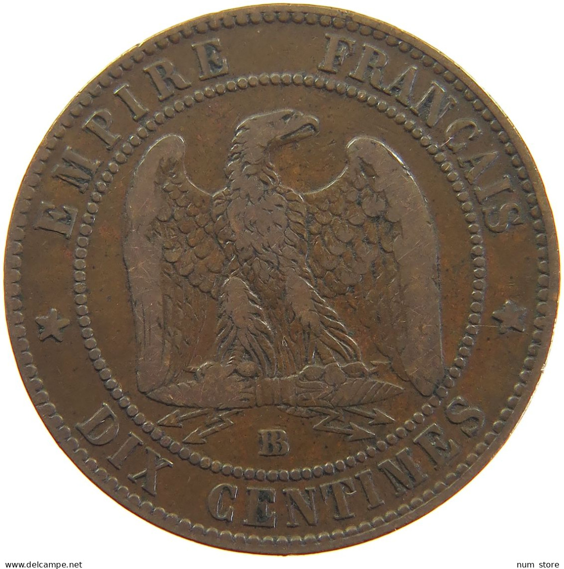 FRANCE 10 CENTIMES 1854 BB Napoleon III. (1852-1870) SATIRIQUE ENGRAVED #t017 0047 - 10 Centimes