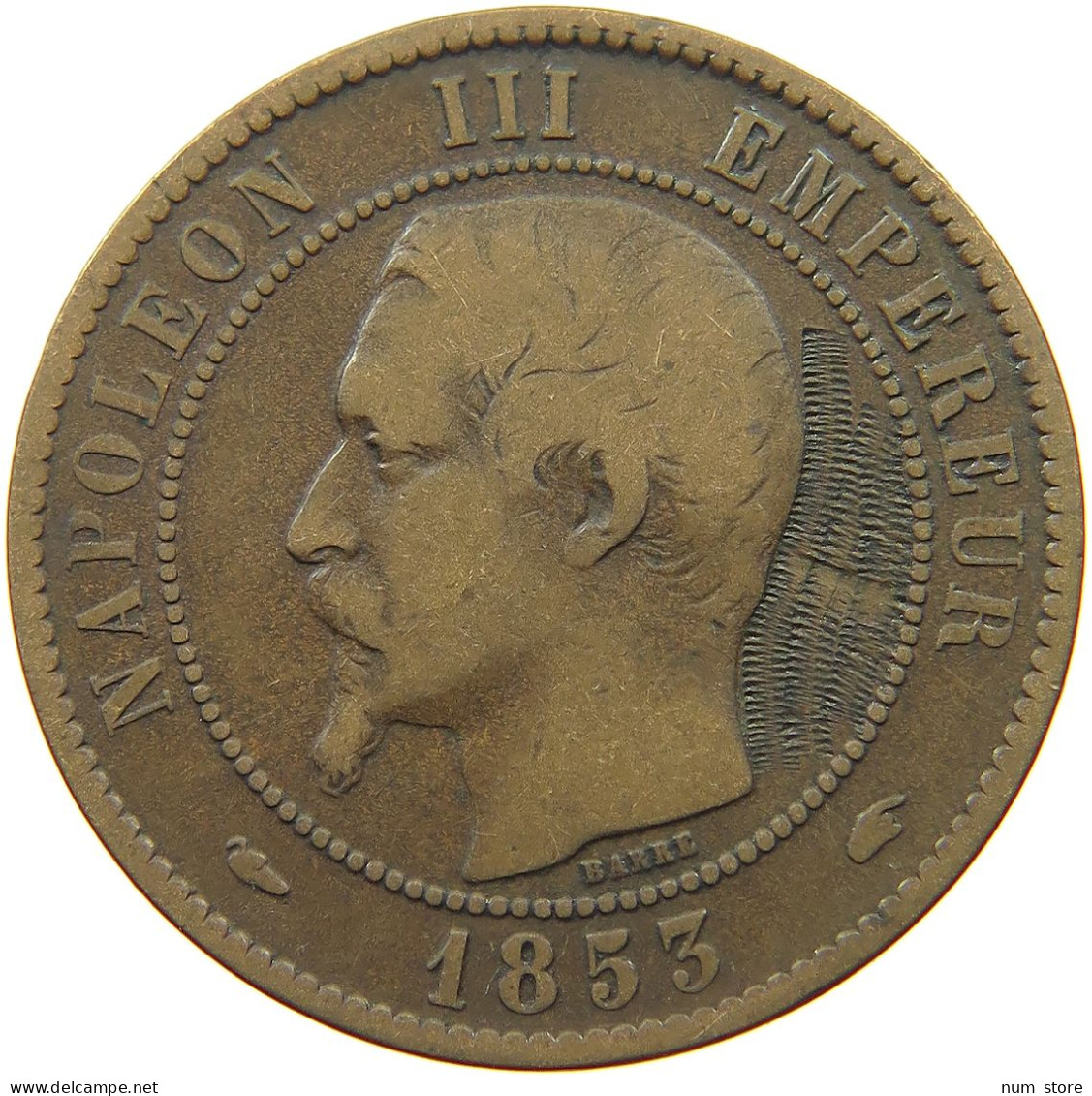 FRANCE 10 CENTIMES 1853 A Napoleon III. (1852-1870) SATIRIQUE ENGRAVED #s036 0099 - 10 Centimes