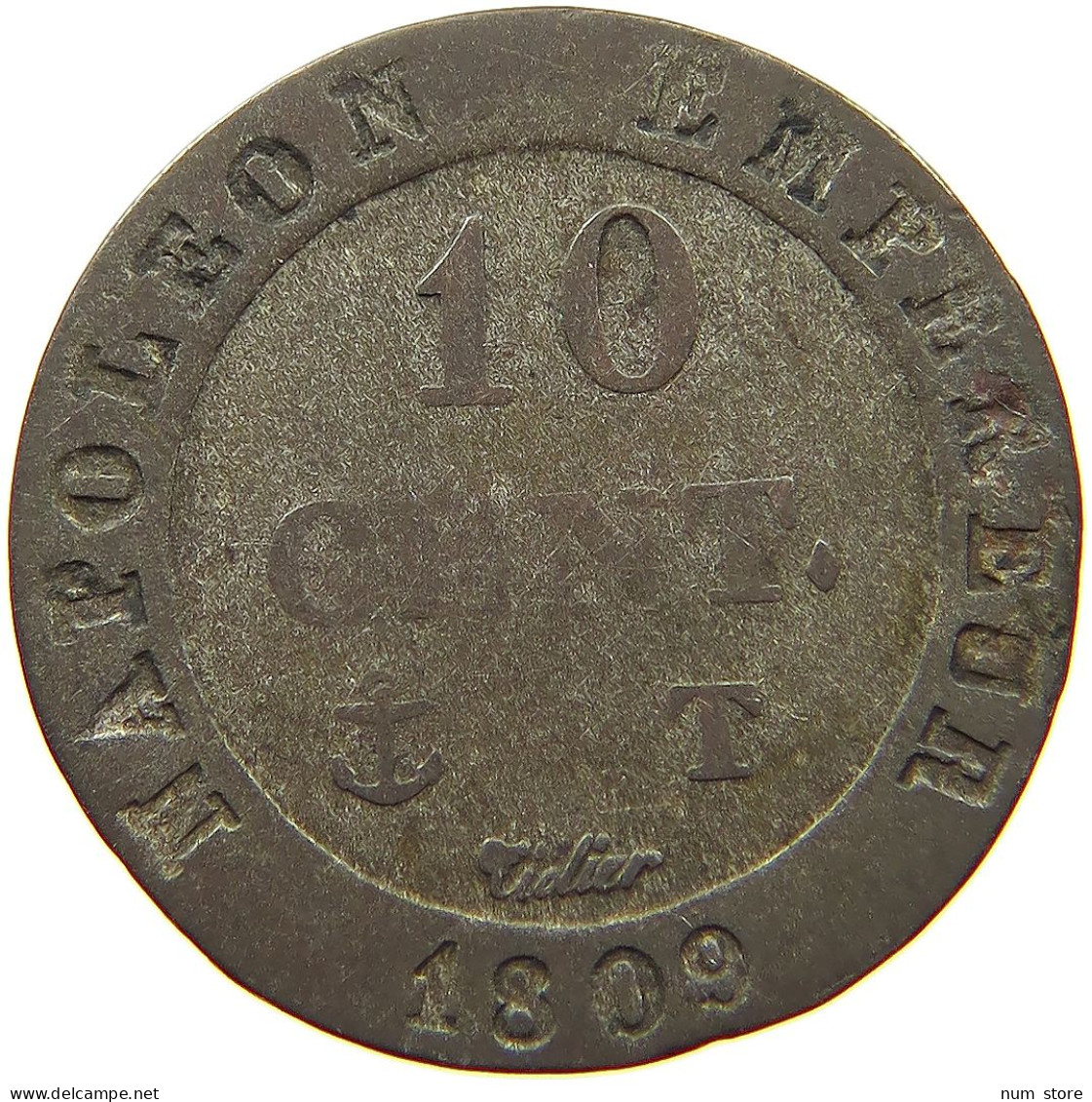 FRANCE 10 CENTIMES 1809 T Napoleon I. (1804-1814, 1815) RARE #s060 0179 - 10 Centimes