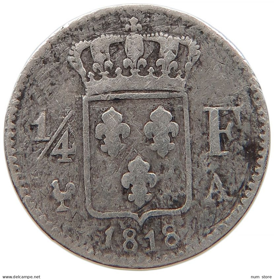 FRANCE 1/4 FRANC 1818 A LOUIS XVIII. (1814, 1815-1824) #t011 0403 - 1/4 Francs