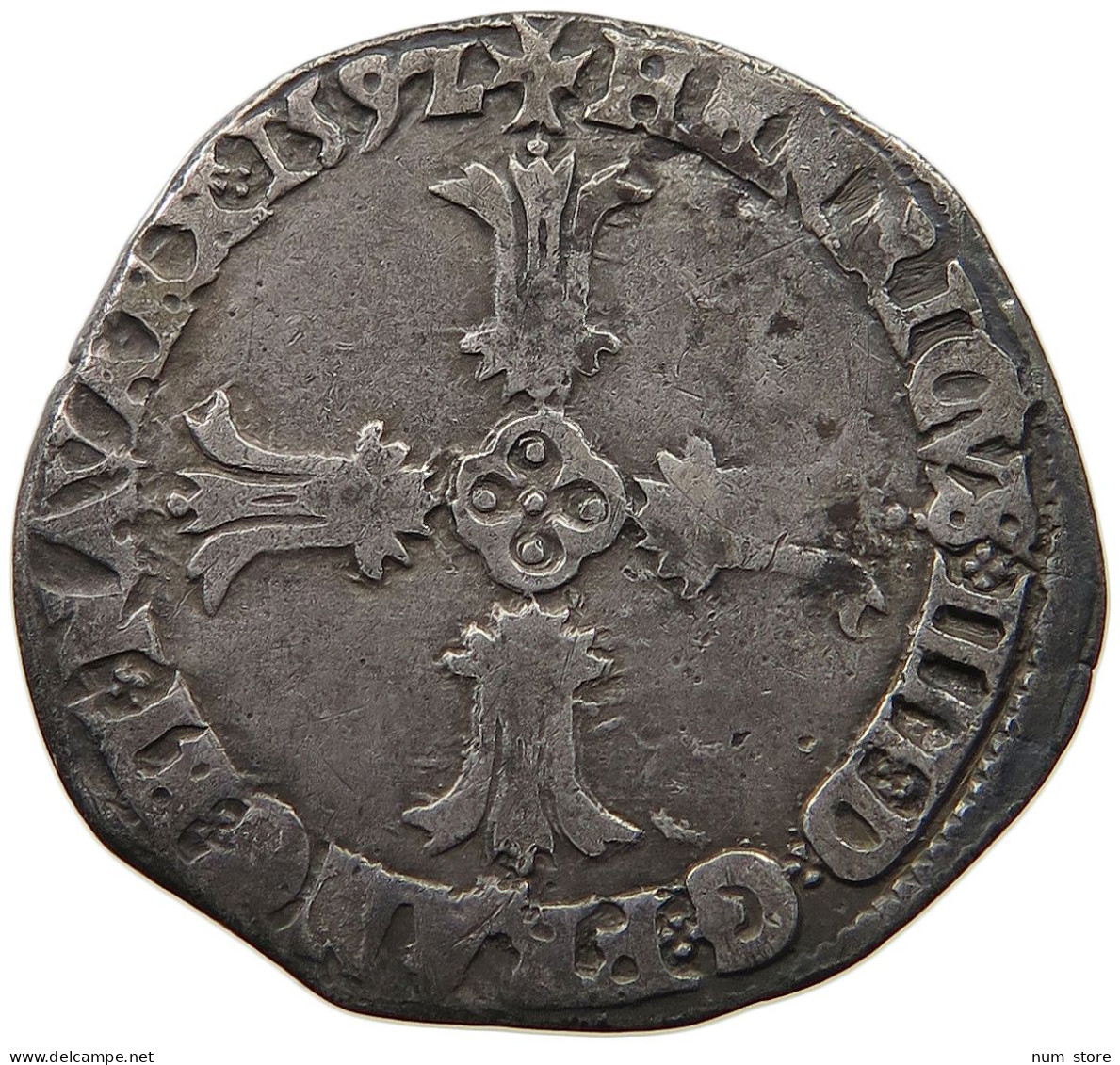 FRANCE 1/4 ECU 1592 L BAYONNE HENRI IV. (1589-1610) #t058 0299 - 1589-1610 Henry IV The Great