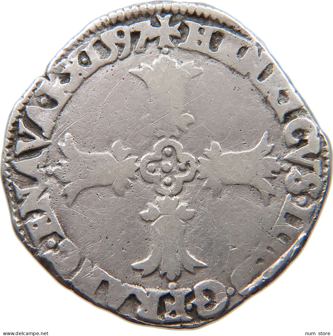 FRANCE 1/4 ECU 1597 L HENRI IV. (1589-1610) #t120 0229 - 1589-1610 Henri IV Le Vert-Galant