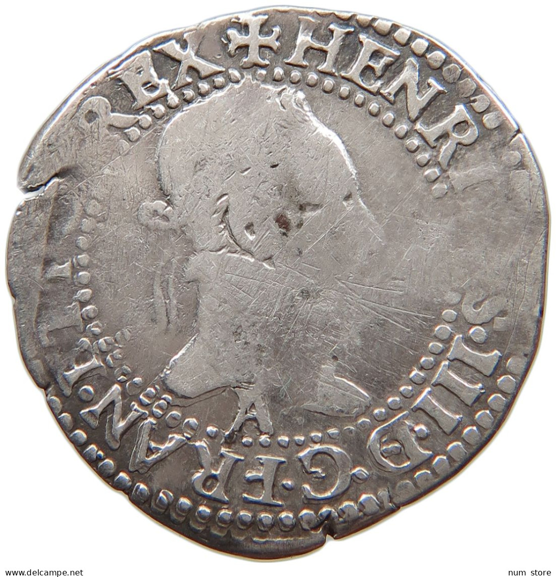 FRANCE 1/4 ECU 158. PARIS Henri III. (1574-1589) #t133 0017 - 1574-1589 Enrico III