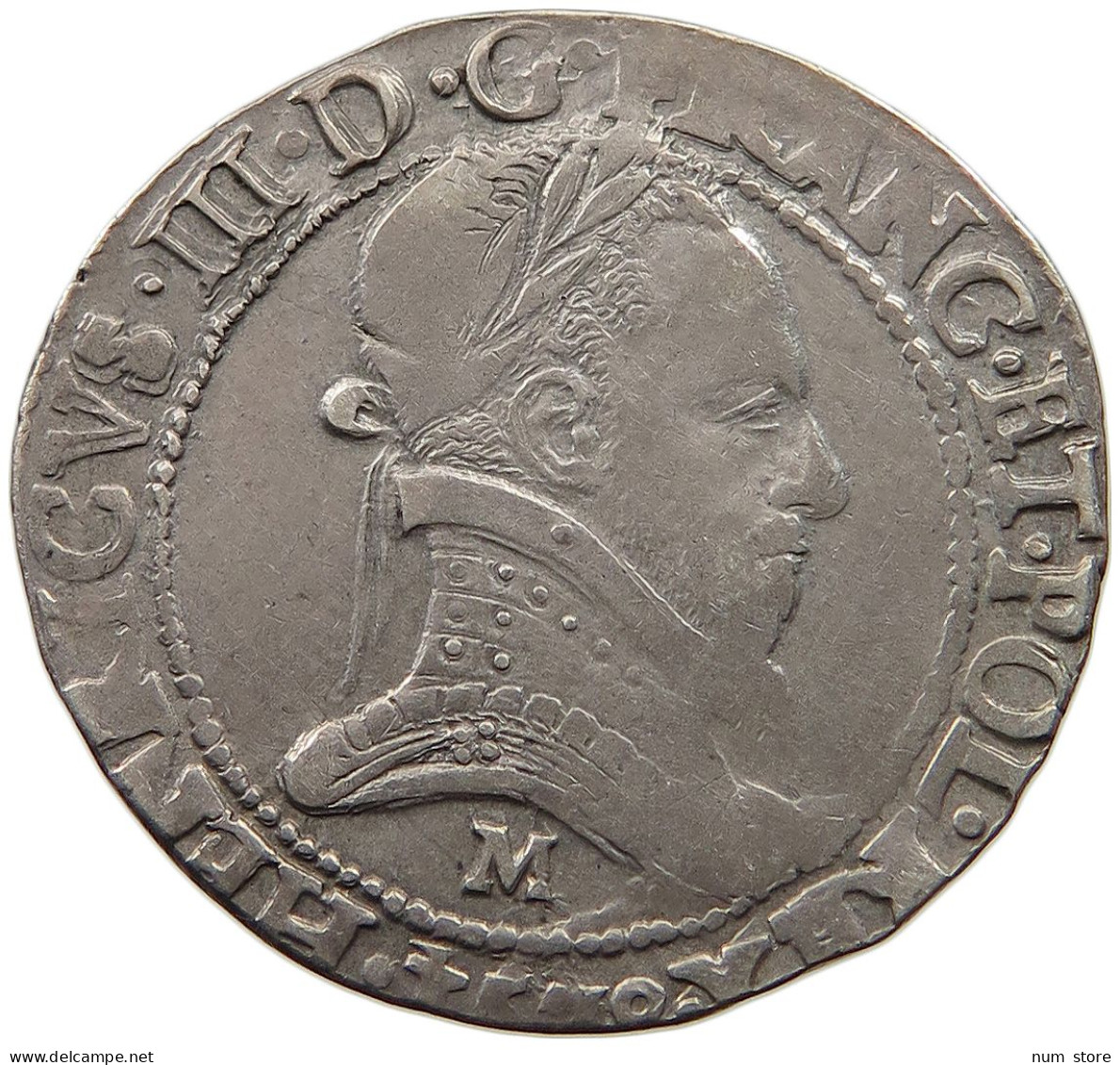 FRANCE 1/2 FRANC 1578 M Henri III. (1574-1589) RARE #t058 0301 - 1574-1589 Henry III