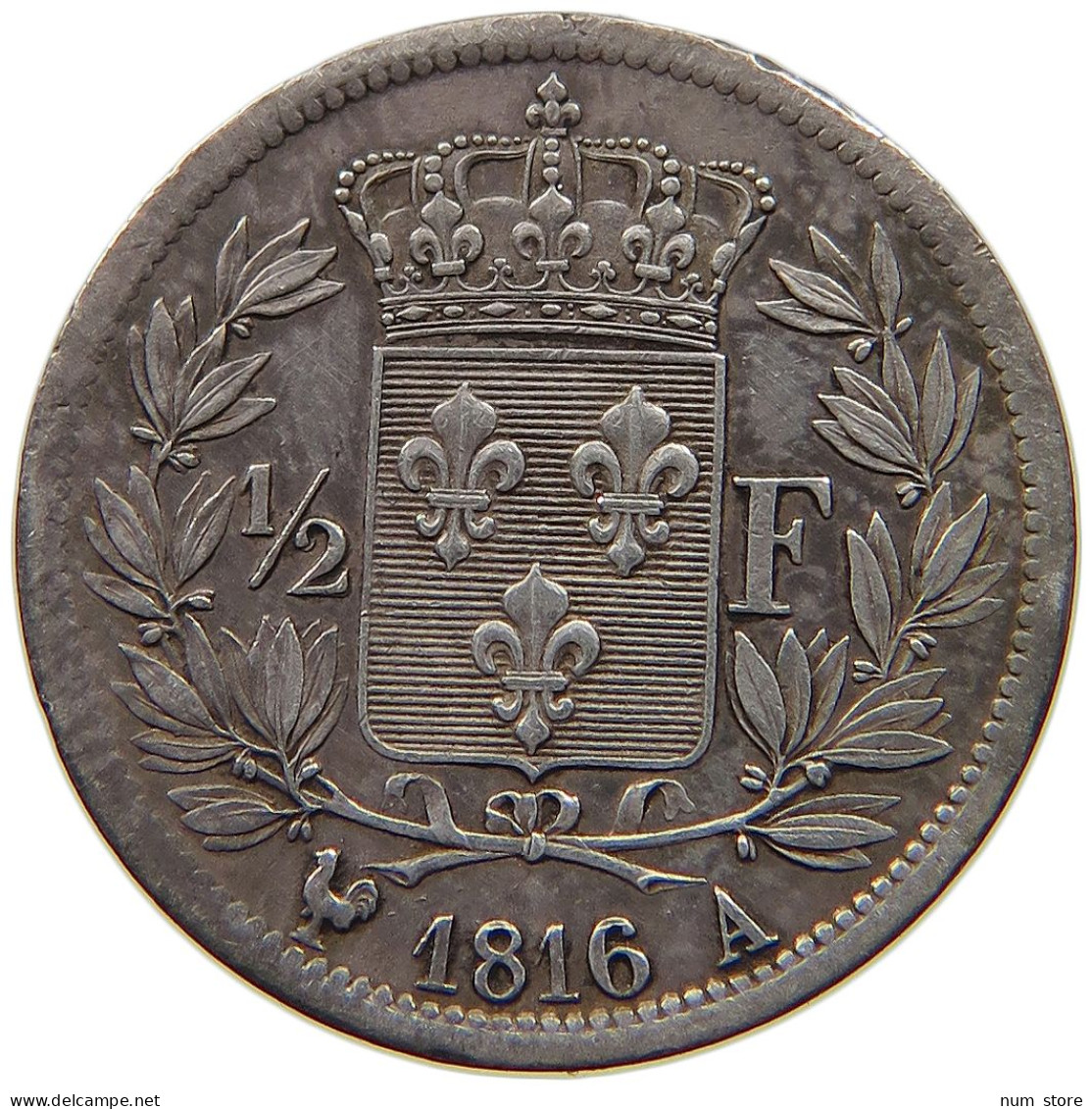 FRANCE 1/2 DEMI FRANC 1816 A LOUIS XVIII. (1814, 1815-1824) #t058 0247 - 1/2 Franc