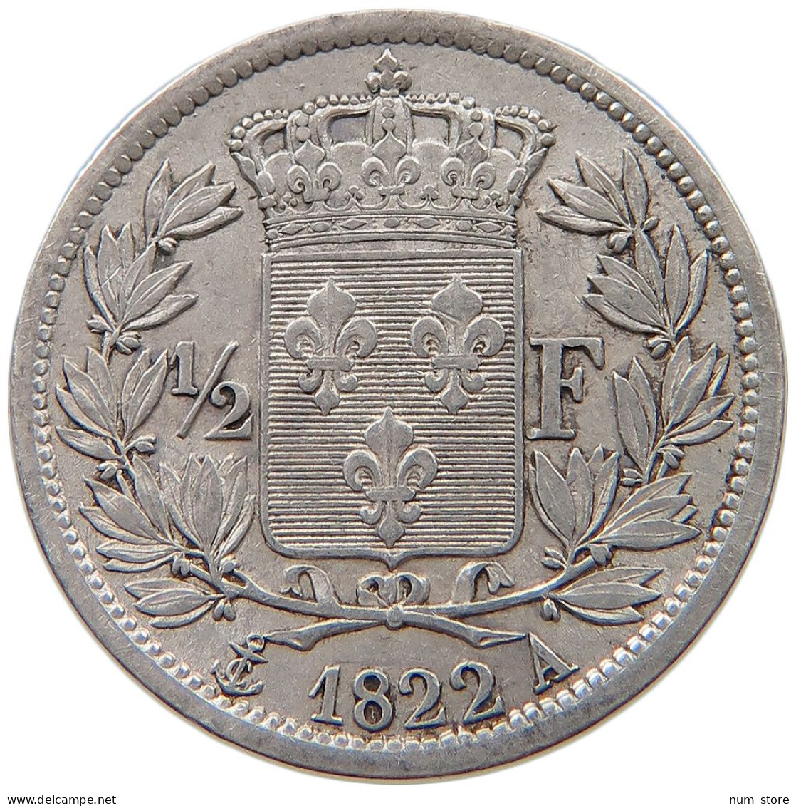 FRANCE 1/2 DEMI FRANC 1822 A LOUIS XVIII. (1814, 1815-1824) #t107 0437 - 1/2 Franc