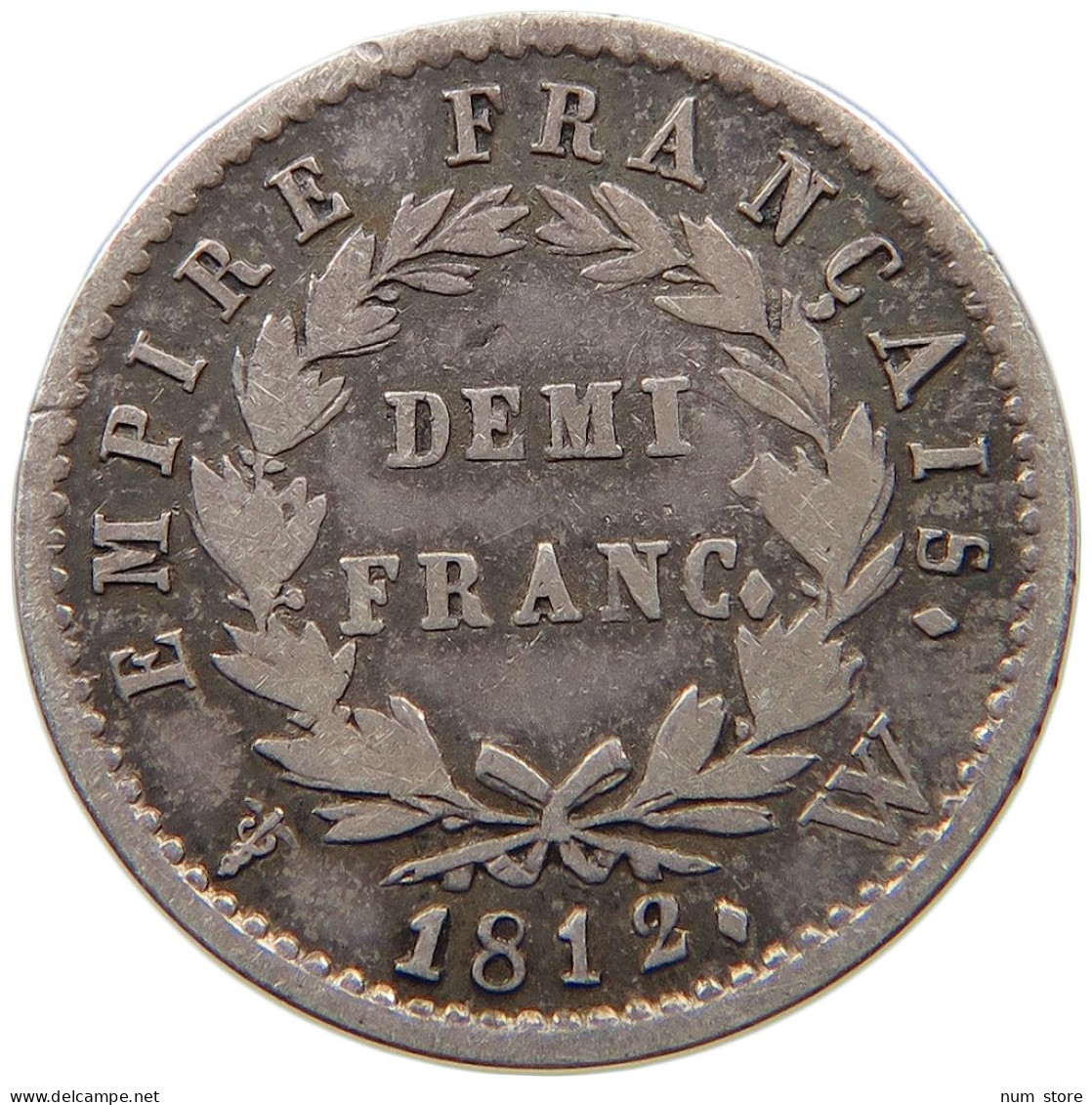 FRANCE 1/2 DEMI FRANC 1812 W Napoleon I. (1804-1814, 1815) #t092 0467 - 1/2 Franc