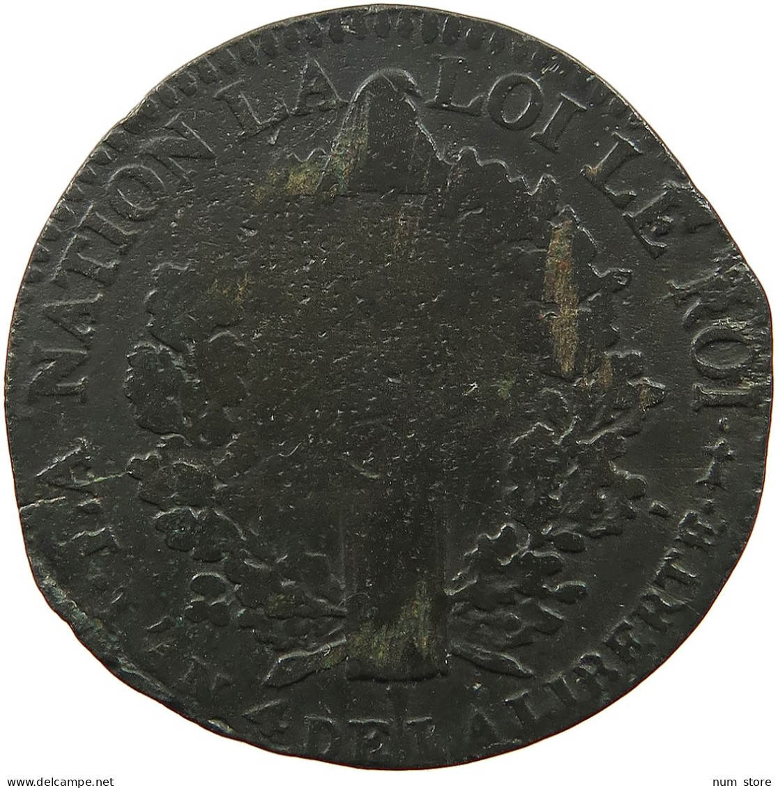 FRANCE 2 SOLS 1792 AA Louis XVI (1774-1793) #a008 0203 - 1791-1792 Constitution