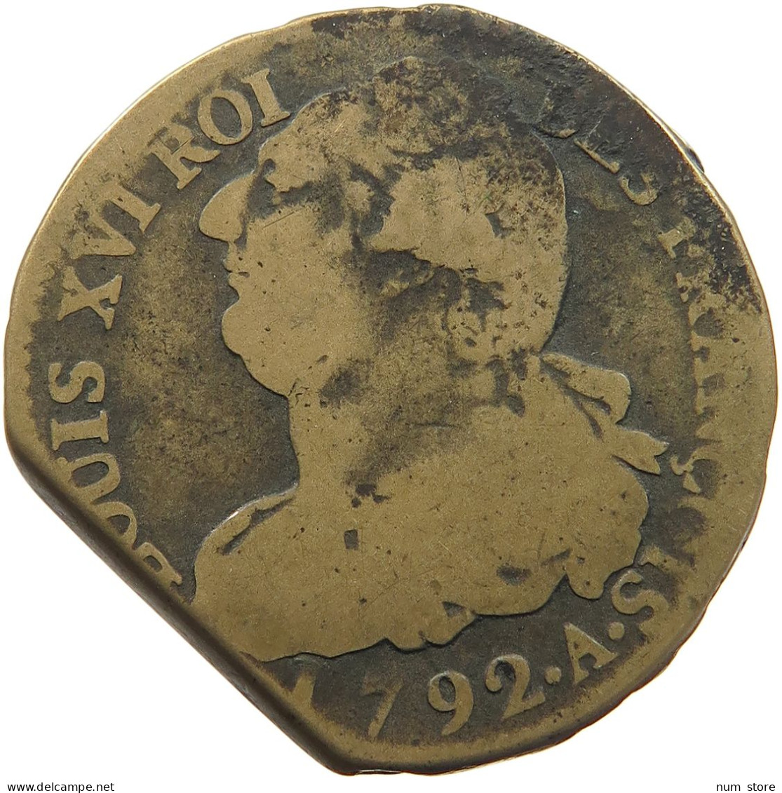 FRANCE 2 SOLS 1792 A Louis XVI (1774-1793) #c004 0277 - 1791-1792 Verfassung 