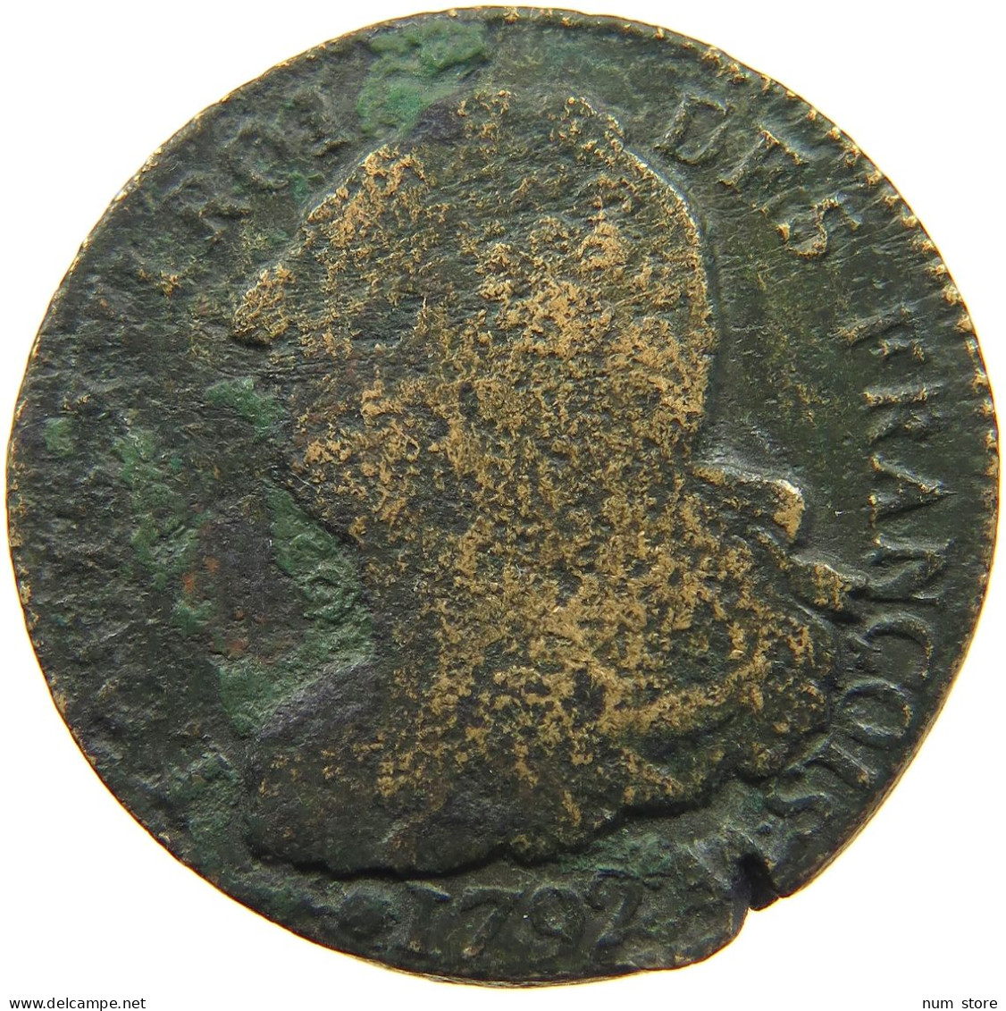 FRANCE 2 SOLS 1792 AA Louis XVI (1774-1793) #c079 0539 - 1791-1792 Verfassung 