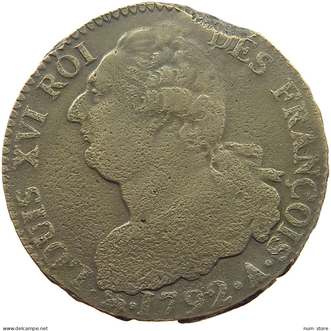 FRANCE 2 SOLS 1792 A Louis XVI (1774-1793) #a002 0255 - 1791-1792 Constitución 