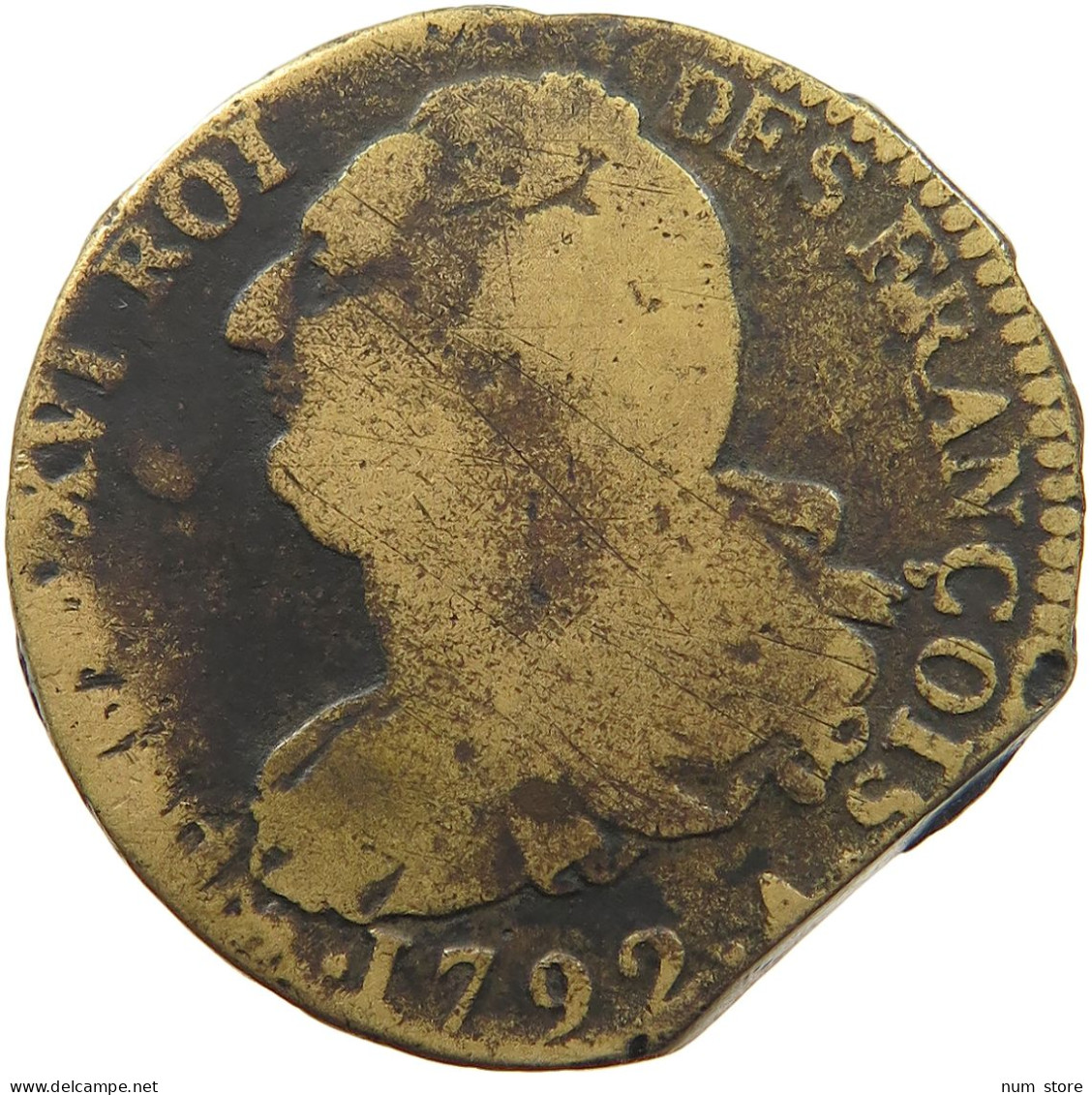 FRANCE 2 SOLS 1792 A Louis XVI (1774-1793) #c004 0275 - 1791-1792 Constitution (An I)