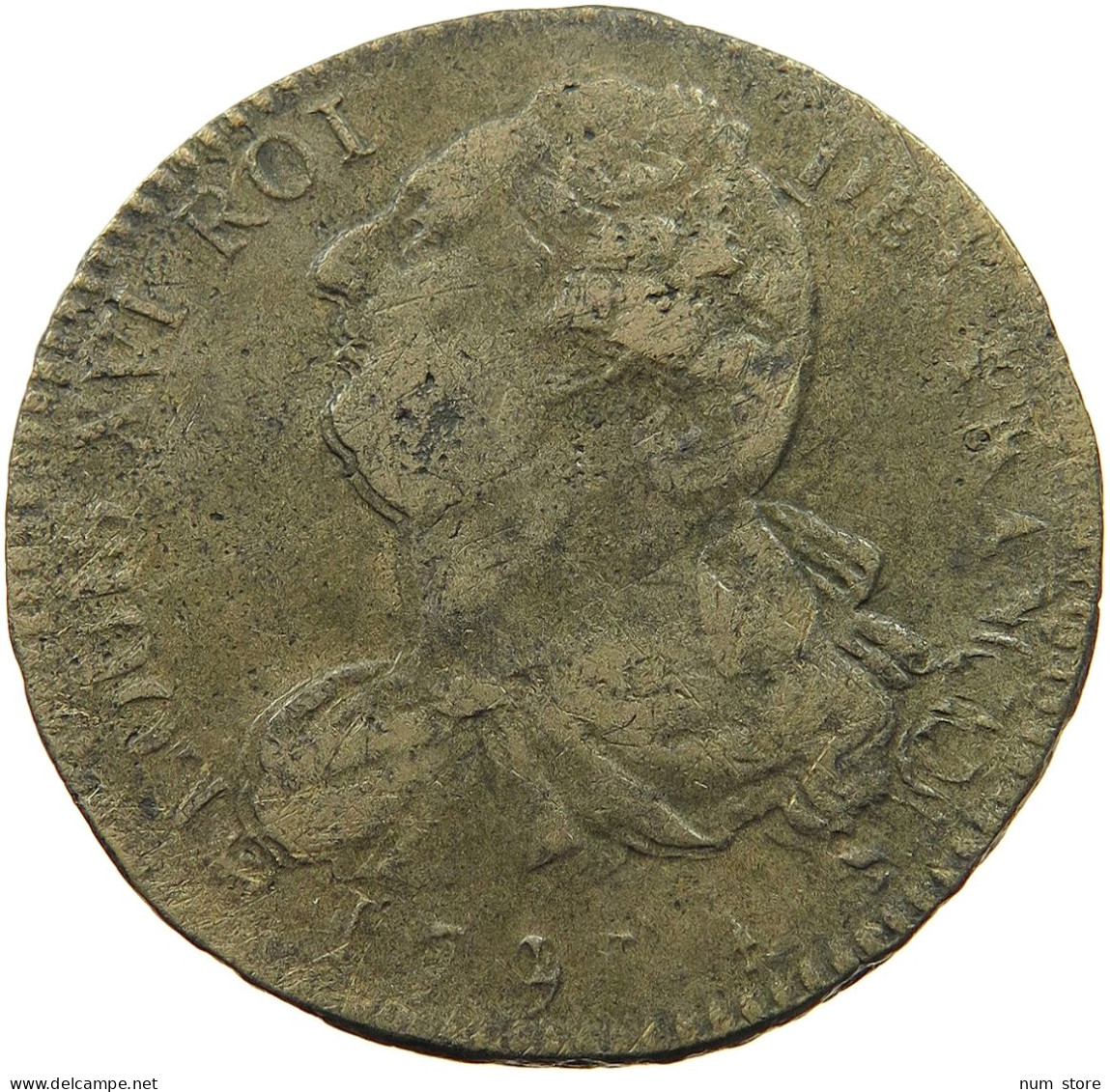 FRANCE 2 SOLS 1791 A Louis XVI. (1774-1793) DOUBLE STRUCK #t058 0023 - 1791-1792 Constitution (An I)