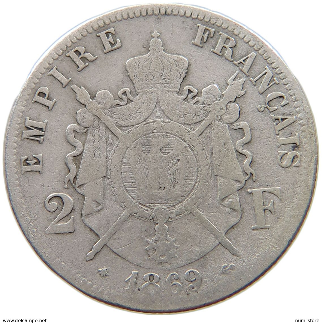 FRANCE 2 FRANCS 1869 A Napoleon III. (1852-1870) #a002 0057 - 2 Francs