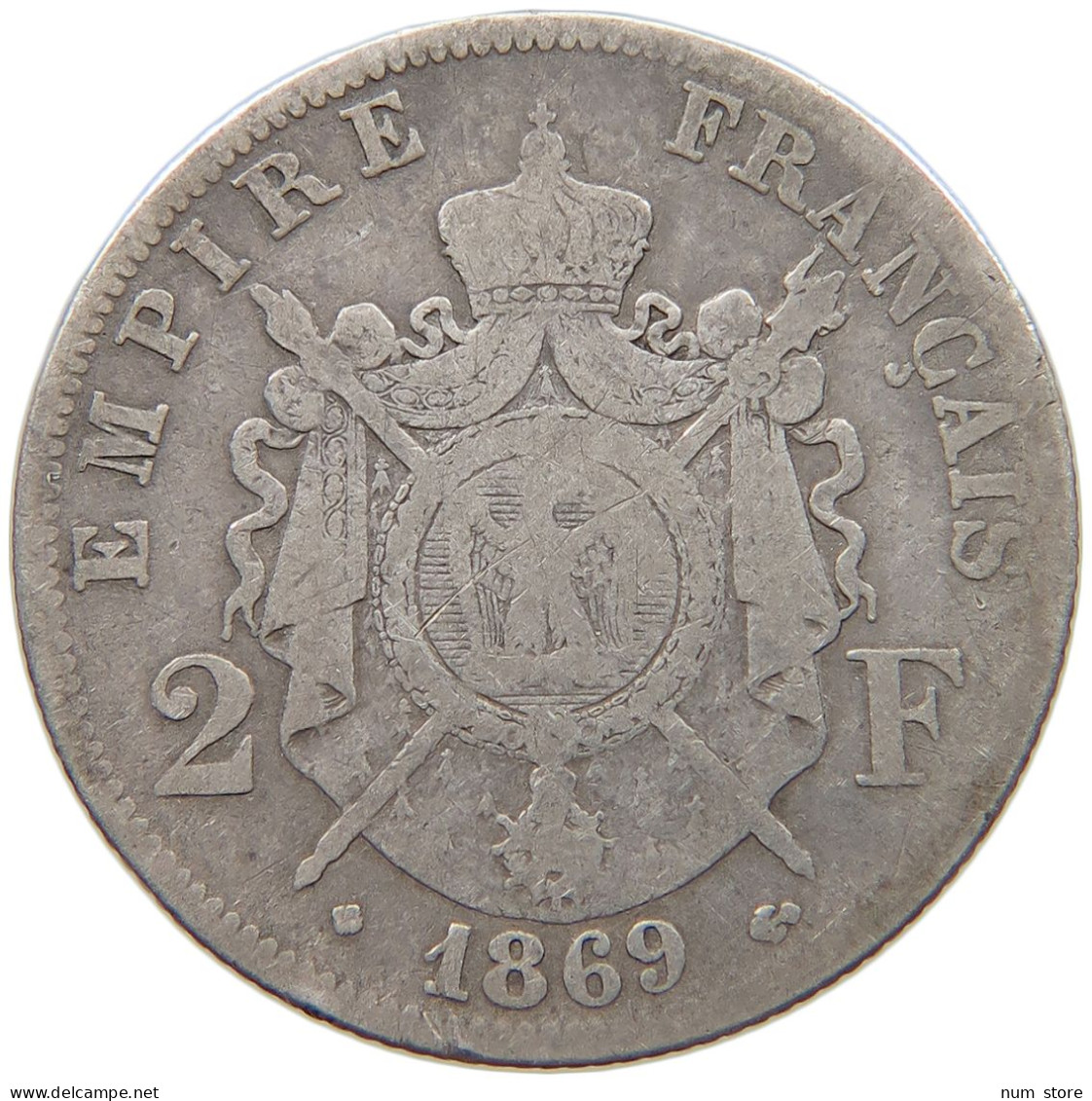 FRANCE 2 FRANCS 1869 BB Napoleon III. (1852-1870) #c017 0627 - 2 Francs