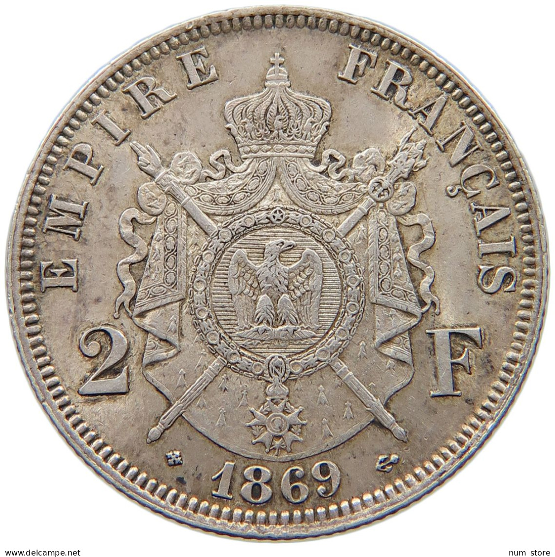 FRANCE 2 FRANCS 1869 BB Napoleon III. (1852-1870) #t077 0191 - 2 Francs