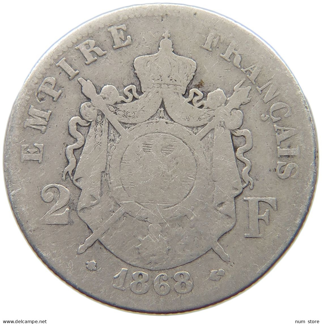 FRANCE 2 FRANCS 1868 A Napoleon III. (1852-1870) #a003 0167 - 2 Francs