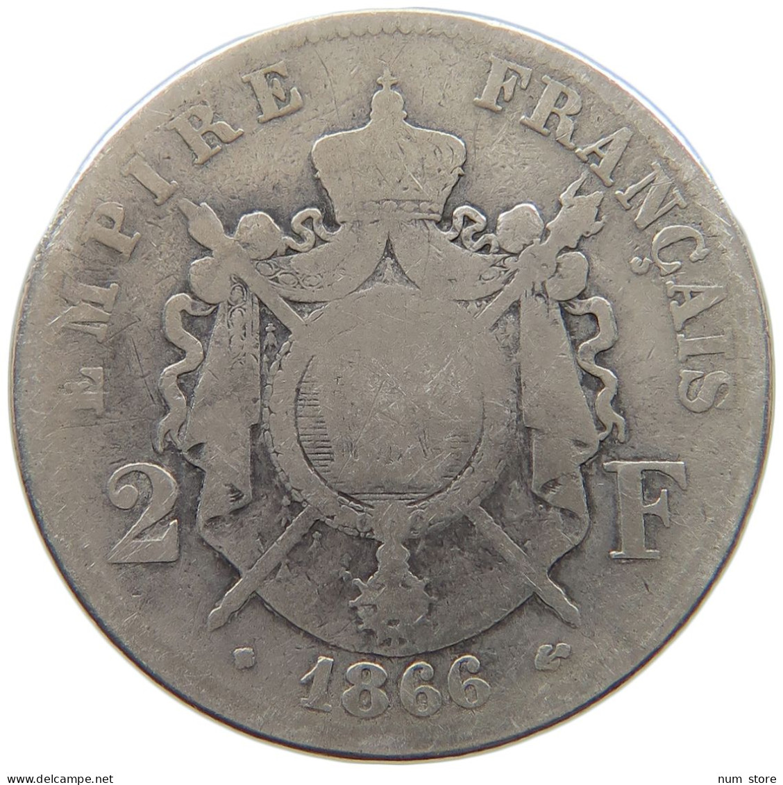 FRANCE 2 FRANCS 1866 BB Napoleon III. (1852-1870) #c082 0007 - 2 Francs