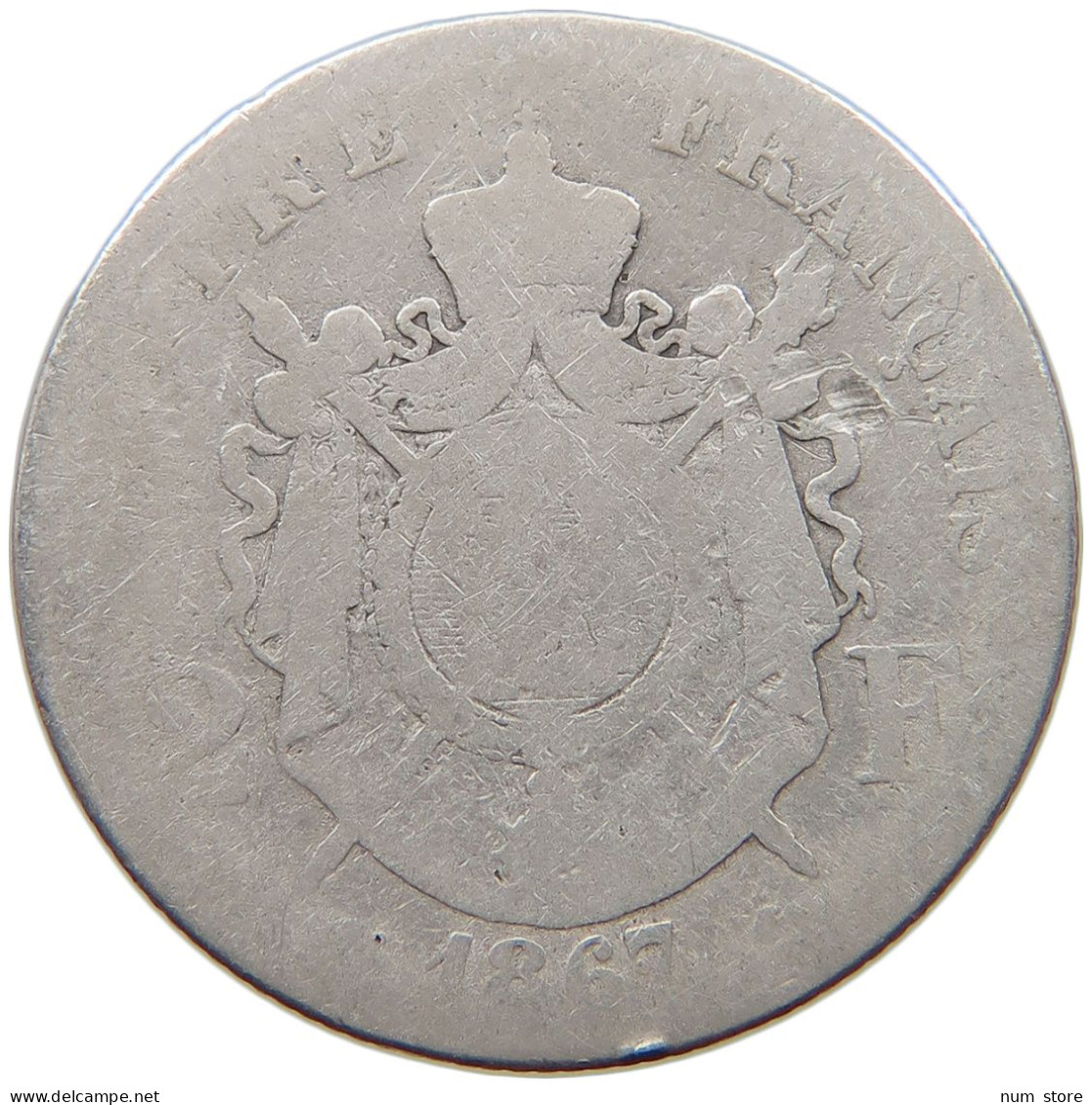 FRANCE 2 FRANCS 1867 A Napoleon III. (1852-1870) #a082 0285 - 2 Francs