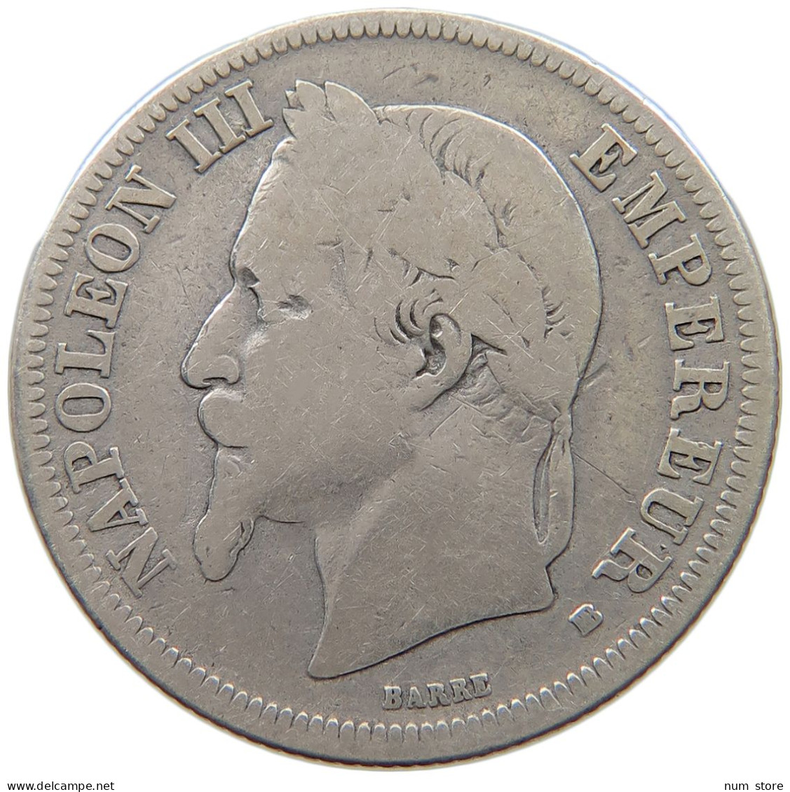 FRANCE 2 FRANCS 1867 BB Napoleon III. (1852-1870) #c082 0009 - 2 Francs