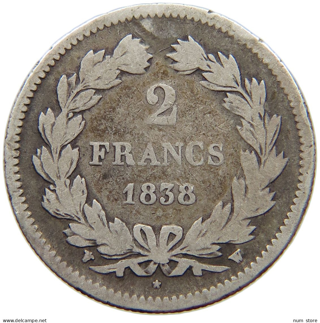 FRANCE 2 FRANCS 1838 W LOUIS PHILIPPE I. (1830-1848) #t076 0065 - 2 Francs