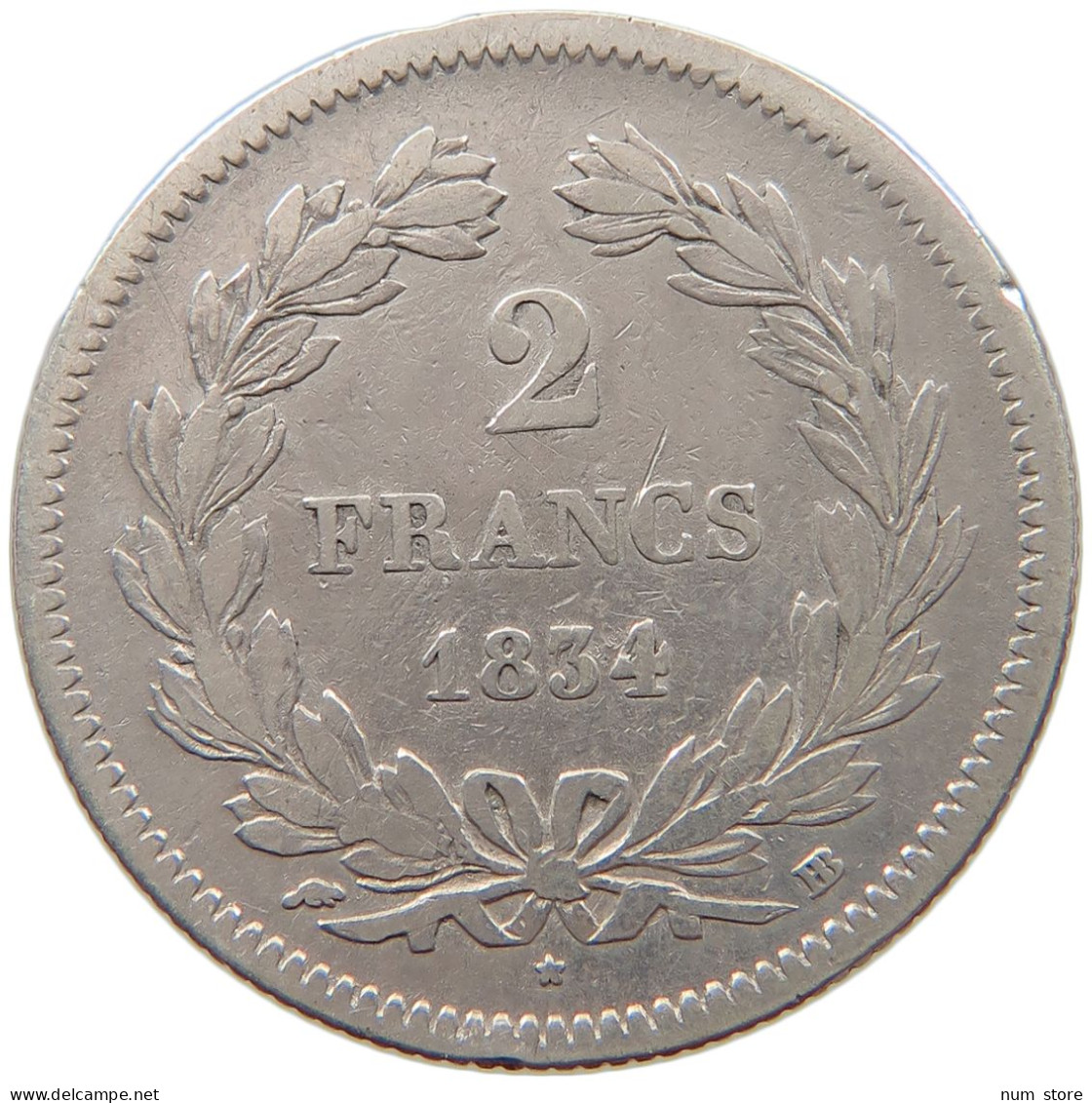 FRANCE 2 FRANCS 1834 BB LOUIS PHILIPPE I. (1830-1848) #c068 0221 - 2 Francs