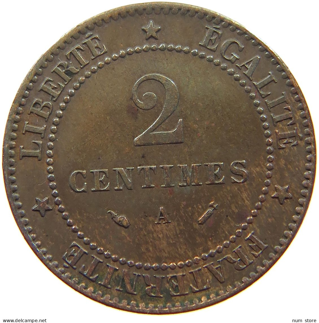 FRANCE 2 CENTIMES 1888 A  #a002 0521 - 2 Centimes